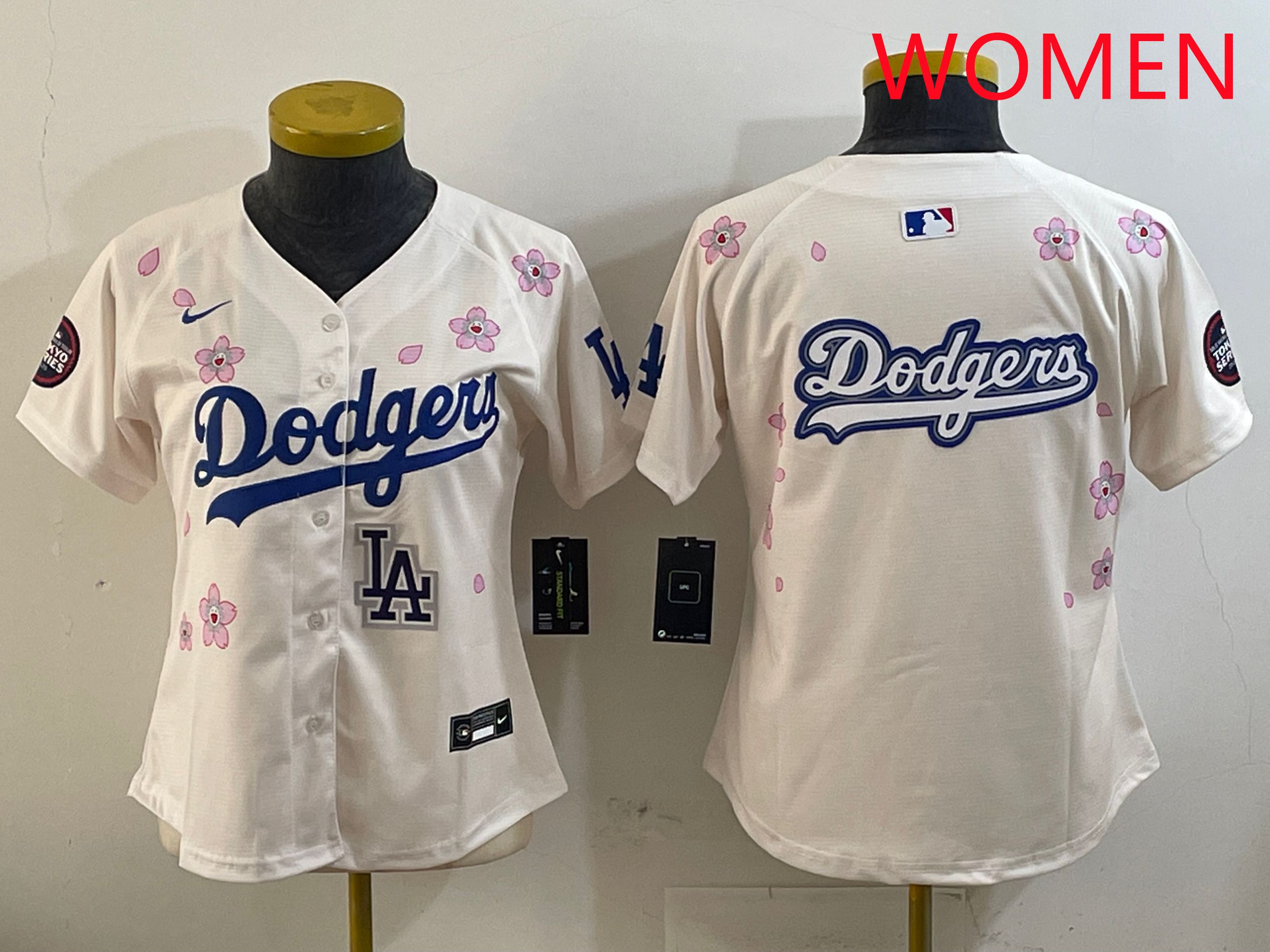 Women Los Angeles Dodgers Blank Cream Sakura Edition 2025 Nike MLB Jersey style 18